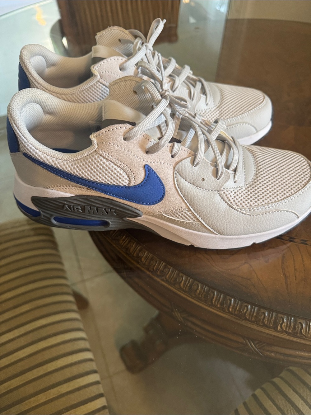 Nike White Sneakers with Blue Swoosh